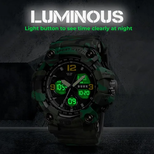 Vista 6 de BURK 1742 Men's Watches Multifunction Watch Men Sports Wristwatches Military Shockproof Fashion Digital Waterproof