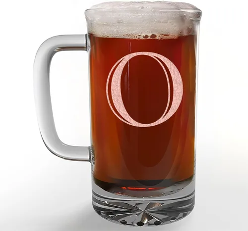 Vista 16 de Taza de cerveza de vidrio con monograma grabado de 16 onzas (letra A), regalos de cerveza personalizados de la A a la Z para hombres, Día del Padre