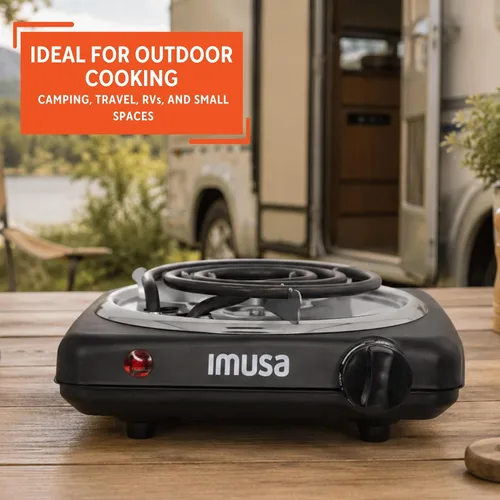 Vista 7 de IMUSA Mini Quemador Eléctrico Individual Portátil 1000W, Negro
