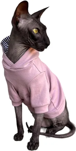 Vista 11 de Sphynx Cat - Sudadera con capucha gris oscuro, ropa para gatos desnudos y sin pelo (talla S)