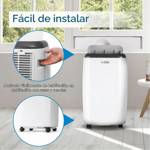 Vista 6 de Commercial Cool Aire acondicionado portátil de 12,000 BTU con control remoto, color blanco Blanco - 12000 BTU