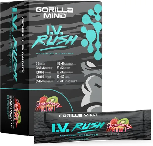 Vista 7 de Gorilla Mind I.V. Rush™ Mezcla de bebidas con electrolitos - 3,760 mg de electrolitos, sin azúcar, sin edulcorantes artificiales Polvo