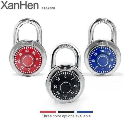 Vista 7 de Candados de combinación con cuerpo de metal, uso en interiores para taquillas de gimnasio y casillero escolar, Rojo, paquete de 1