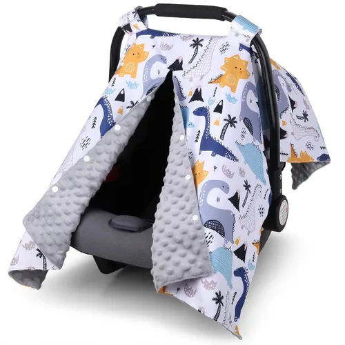 Vista 12 de Funda para Asiento de Coche Rquite para Bebé, Fundas para Asiento de Coche para Niño, Funda para Asiento de Coche de Invierno de Minky, Dosel