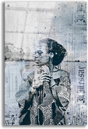 Vista 9 de Epic Art Andrea Haase - Arte de pared de cristal acrílico con texto en inglés "Los Angeles City Girl Blue Grey", 12 x 16 pulgadas