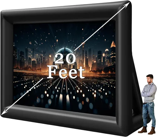 Vista 10 de Proyector inflable de 14 pies para exterior, pantalla de proyector inflable Proyección frontal/trasera para patio trasero, noche de cine al aire