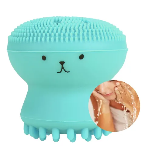 Vista 12 de Cepillo de limpieza facial, limpiador facial de mano de silicona, exfoliante, eliminación de grasa, masaje, medusas, pulpo, cepillo de lavado facial