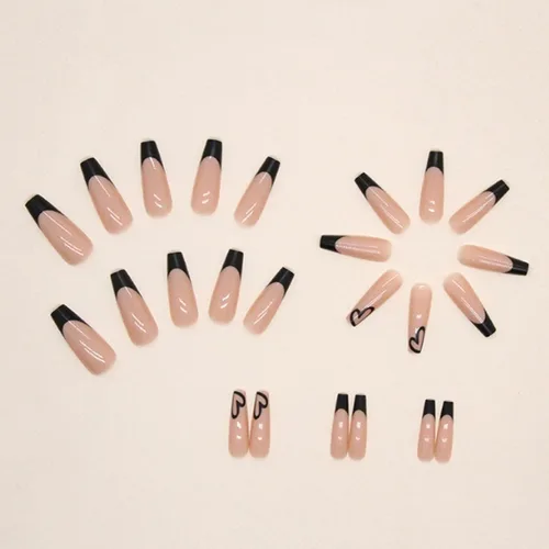 Vista 11 de Uñas postizas francesas a presión, uñas postizas largas de acrílico con forma de ataúd de cobertura completa, uñas postizas de bailarina