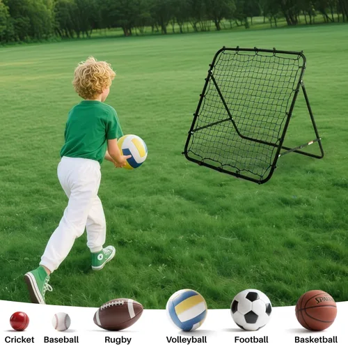 Vista 3 de Red de rebote ajustable para fútbol Entrenador de fútbol con marco de acero Red de rebote plegable portátil para práctica de pases y tiros