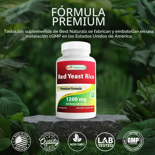 Vista 5 de Best Naturals Arroz de levadura roja 1200 mg 60 comprimidos (sin citrinina)