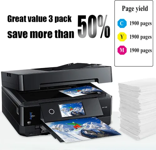 Vista 4 de NoahArk Paquete de 3 cartuchos de tinta remanufacturados compatibles con impresoras 802 802XL T802 T802XL Workforce Pro WF-4720 WF-4730 WF-4740
