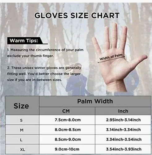 Vista 6 de Guantes de invierno para hombres y mujeres, guantes térmicos para correr con forro polar para clima frío, guantes ligeros y cálidos para nieve