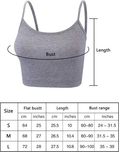 Vista 3 de Paquete de 4 camisetas cortas sin mangas para mujer, con tirantes delgados, camiseta corta básica deportiva, media camisola para adolescentes y niñas