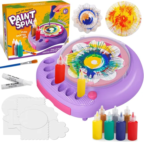 Vista 8 de Kit de máquina de arte giratorio de pintura para niños, artes y manualidades, juegos de juguetes giratorios para niños y niñas de 6, 7, 8, 9 años