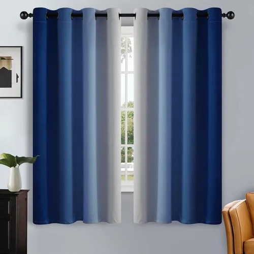 Vista 60 de SimpleHome Cortinas degradadas degradadas para oscurecer la habitación de 36 pulgadas de largo para dormitorio, con ojales y bloqueo de luz Negro
