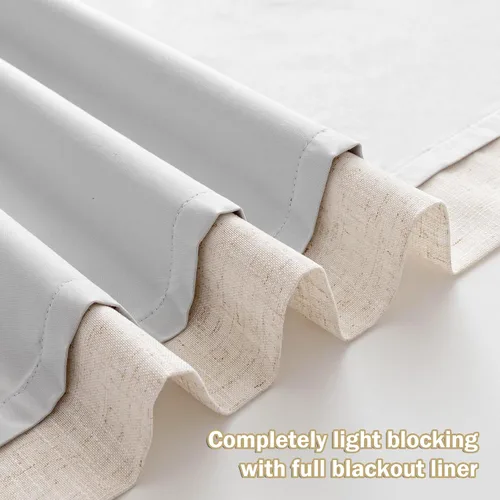 Vista 5 de MYSKY HOME Cortinas opacas plisadas de lino de 84 pulgadas de largo, 100% oscurecimiento de la habitación para sala de estar o dormitorio