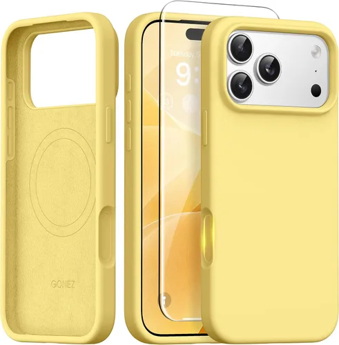 Vista 124 de GONEZ Funda magnética para iPhone 14, compatible con Magsafe, con protector de pantalla + protector de cámara, forro de microfibra antiarañazos