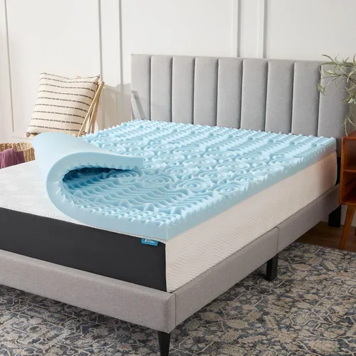 Vista 8 de LUCID Cubrecolchón de espuma viscoelástica de gel zonificado de 2 pulgadas, tamaño individual