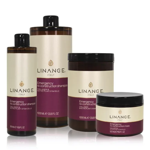Vista 5 de LINANGE Champú de reconstrucción de emergencia para cabello muy dañado con colágeno, queratina y manteca de karité, champú nutritivo