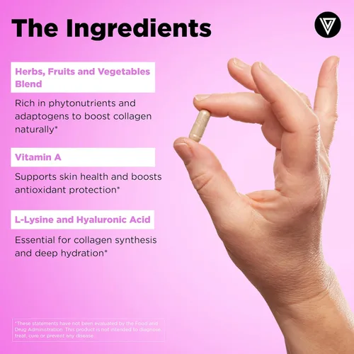 Vista 5 de Vital Vitamins Suplemento de Colágeno Vegano - con Sílice y Ácido Hialurónico - Suplementos de Colágeno a Base de Plantas - Apoya el Cabello
