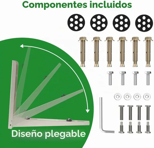 Vista 2 de Mini soporte de montaje en pared dividida plegable Soporte de Soporte a prueba de óxido para mini split AC 7000 BTU a 12000 BTU, máximo 400 libras