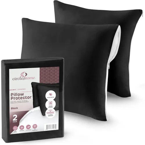 Vista 2 de CIRCLESHOME Protectores de almohada – Fundas de almohada 100% algodón transpirable – Fundas de almohada cuadradas de 16 x 16 pulgadas – Protege