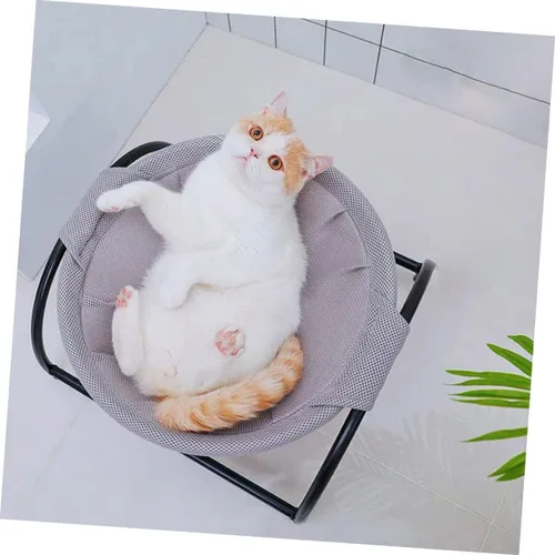 Vista 9 de POPETPOP Cuna elevada transpirable para mascotas para gatos y perros, elegante cama de malla para uso en interiores y exteriores, cómoda