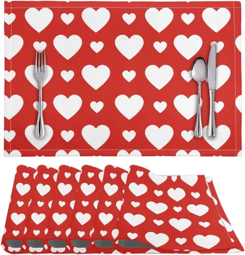 Vista 22 de BIGCARJOB Mantel individual de diseño personalizado, 4 piezas, tapete de mesa resistente al corazón, 12 x 18 pulgadas 1-diseño personalizado