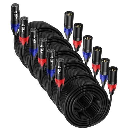 Vista 9 de Paquete de 2 cables XLR macho a hembra de 10 pies, cable de micrófono profesional equilibrado, cobre puro y blindaje dual, compatible