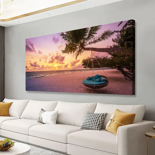 Vista 24 de Cuadros de Lienzo de la Costa de la Playa Arte de Pared para Sala de Estar Oficina Dormitorio Decoración de Pared, Impresiones de Arte de Pared