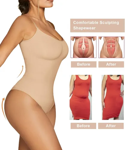 Vista 6 de SHAPERX Body para mujer con control de abdomen, moldeador sin costuras, moldeador de cuerpo