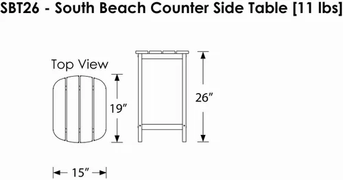 Vista 2 de POLYWOOD SBT26BL South Beach - Mesa auxiliar para mostrador de 26 pulgadas, color negro