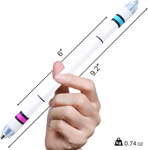Vista 5 de Bolígrafos giratorios Ivan Emboss Mod, bolígrafo giratorio con peso para principiantes, agarre azul y rosa
