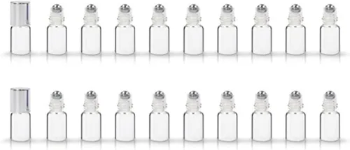 Vista 14 de Botellas enrollables de vidrio esmerilado de 0.3 fl oz, botellas de rodillo de viaje recargables con bolas de acero inoxidable y tapas a prueba