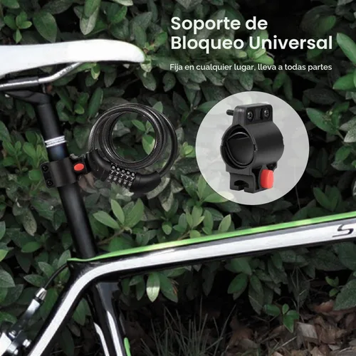 Vista 5 de Flexzion Combinación de cable de bloqueo de bicicleta, cable de bloqueo de bicicleta combinado de 5 dígitos, sin llave, cerradura antirrobo