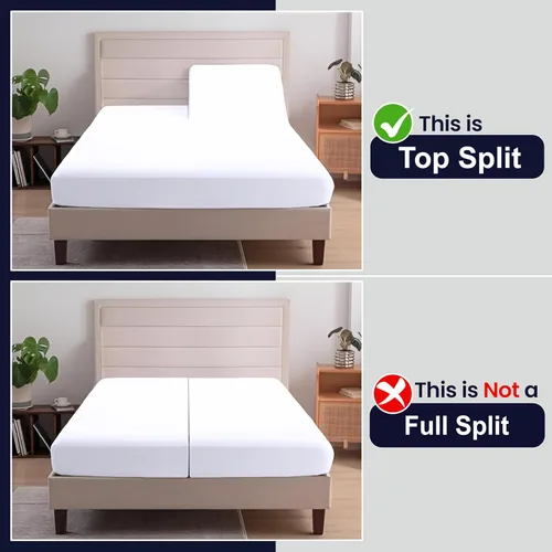 Vista 3 de SGI bedding Sábana Queen de 28 pulgadas con cabecera flexible y parte superior dividida, 100% algodón egipcio - 600 número de hilos, sábanas
