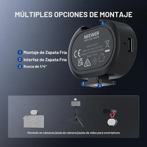 Vista 8 de NEEWER Trípode selfie stick de nivel de entrada con luz y control remoto compatible con iPhone Samsung Android, soporte portátil extensible de 67