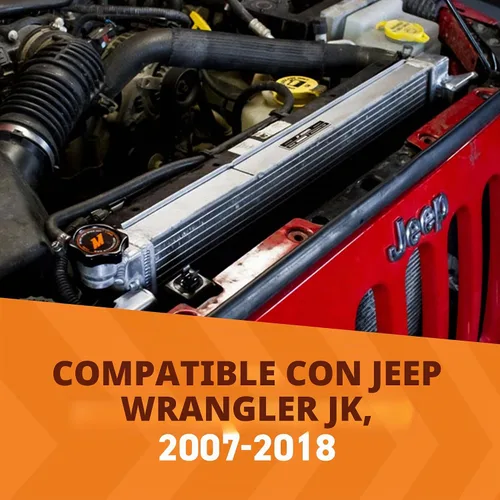 Vista 2 de Mishimoto MMRAD-WRA-07V2, radiador de aluminio compatible con Jeep Wrangler JK, 2007-2017, plateado