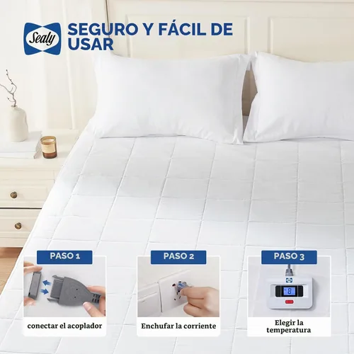 Vista 8 de Sealy - Protector de colchón eléctrico tamaño Queen 10 ajustes de calor, lavable a máquina