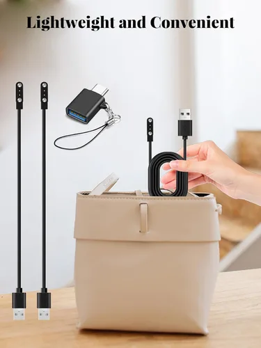 Vista 7 de Cable de carga para reloj inteligente KIBFLE DR03, cable de carga rápida magnético tipo A con adaptador tipo C (2 cables + 1 adaptador)