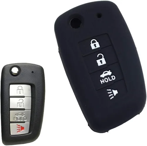 Vista 2 de Funda de silicona para llavero sin llave para Nissan Versa X-Trail Ariya Murano March Maxima GENISS (negro)