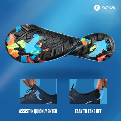 Vista 2 de Simari Zapatos de agua para mujer, hombre, natación, playa, piscina, deportes acuáticos, secado rápido, estilo descalzo, buceo, surf y caminar