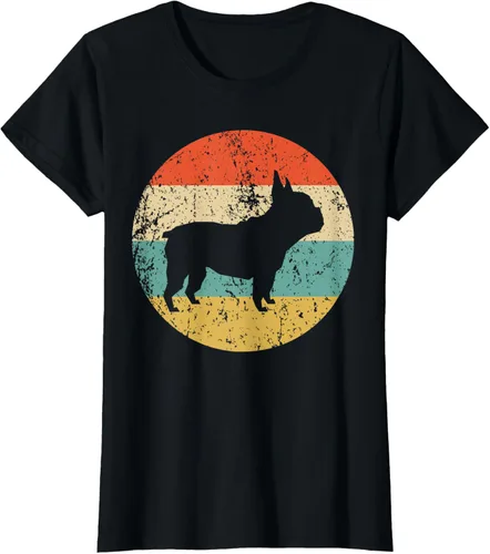 Vista 50 de Camiseta de perro retro de Bulldog Francés Negro