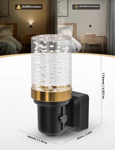 Vista 6 de DORESshop Luces de noche LED enchufables en la pared, luces nocturnas modernas con diseño decorativo, brillo ajustable, luz nocturna regulable
