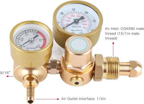 Vista 6 de Regulador de soldadura de gas para argón CO2 Dispositivo de medición de alta presión de 4500 PSI con medidor de flujo Regulador de gas soldador