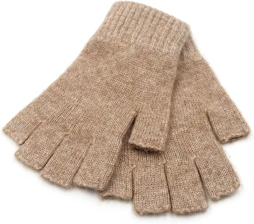 Vista 2 de iMongol - Guantes de lana pura para hombre medio dedos guantes sin dedos para mujeres y hombres