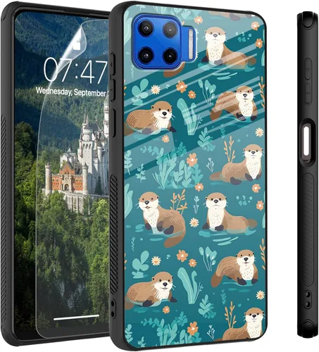 Vista 70 de Funda para Motorola Moto Edge 2022, cubierta trasera de vidrio templado con protector de pantalla, funda protectora a prueba de golpes para Motorola
