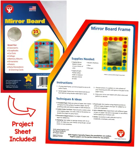 Vista 3 de Hygloss 25 hojas de tablero de espejo para artes y manualidades, 5 x 7 pulgadas, papel de cartulina plateado metálico, para hacer tarjetas, bodas