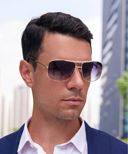 Vista 5 de Andrew Tate - Gafas de sol para hombre, de alta calidad, clásicas, polarizadas, cuadradas, estilo aviador, marco de metal duradero, 100% protección
