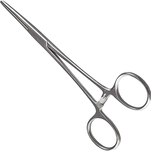 Vista 9 de Pinzas hemostáticas Kelly de precisión, pinzas de bloqueo, plateadas, acero inoxidable rectas y curvas (curvadas, 10,2 cm)